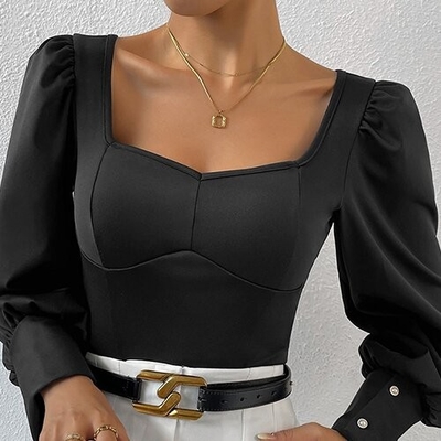 OEM Cross -border European and American women's clothing 2023 spring new party leading long -sleeved T -shirt wrapped ch