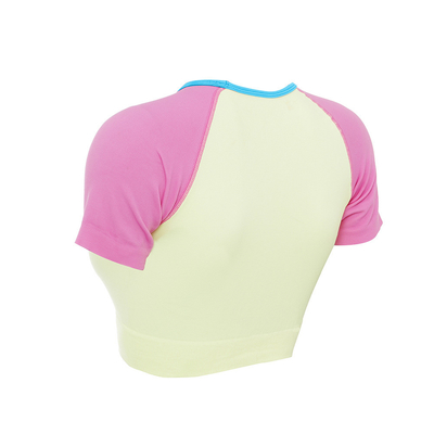 Candy Color Patchwork Short Sleeve OEM T Shirts Fast Dry Womens Yoga T Shirts
